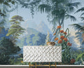 Blue Mountain Jungle Wallpaper : Vintage Tropical Landscape Mural