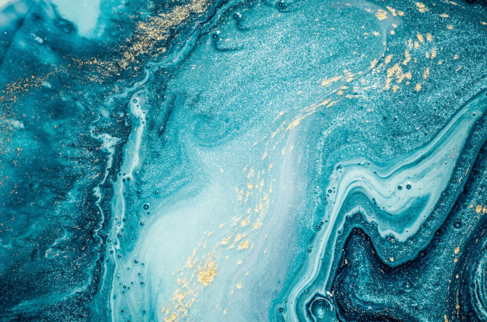 Turquoise Marble Wallpaper : Gold Fleck Agate Mural - View 2