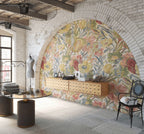 Soft Tapestry Floral Wallpaper : Needlepoint Flower Pattern