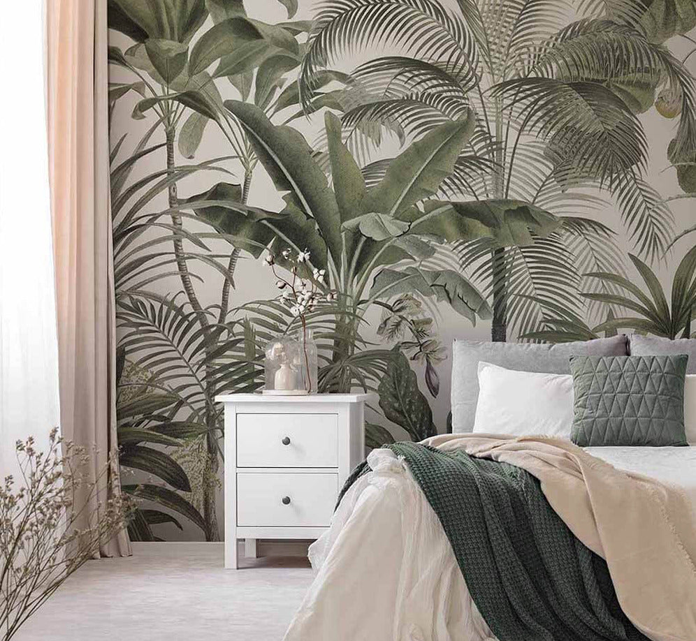 Green Palm Grove Wallpaper : Lush Tropical Trees Mural