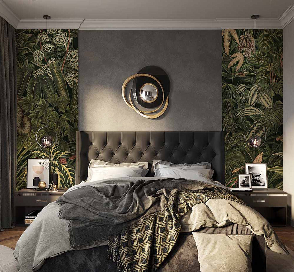 Dark Tropical Plants Wallpaper : Lush Leaf Mix Mural - View 2