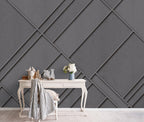 Blue Diagonal Panel Wallpaper : 3D Geometric Molding Mural - View 3