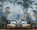 Scenic Forest Wallpaper : Blue Grey Vintage Woodland Mural - View 3