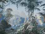 Scenic Forest Wallpaper : Blue Grey Vintage Woodland Mural - View 2