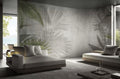 Palm Shadow Wallpaper : Faded Grey Leaf Mural