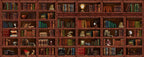 Wooden Bookshelf Wallpaper : Library Books Trompe L'oeil Mural - View 2