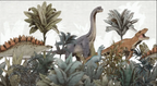 Dinosaur Jungle Wallpaper : Grey Fern and Palm Kids Wall Mural - View 2