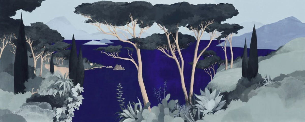 Indigo Pine Wallpaper : Mediterranean Stone Pine Mural - View 2