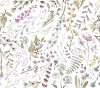 Watercolor Herb Wallpaper : Soft Lavender Botanical Pattern - View 2