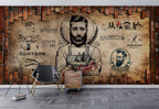 Vintage Barber Shop Wallpaper : Bearded Barber Sketch Mural