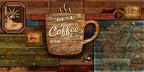 Coffee Sign Wallpaper : Rustic Wood Café Mural - View 2