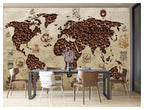 Coffee Bean World Map Wallpaper : Vintage Café Map Mural - View 5