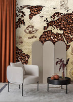 Coffee Bean World Map Wallpaper : Vintage Café Map Mural - View 6
