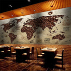 Coffee Map Sketch Wallpaper : Parchment Coffee Beans World Mural - View 3
