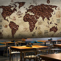 Coffee Map Sketch Wallpaper : Parchment Coffee Beans World Mural