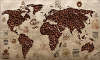 Coffee Bean World Map Wallpaper : Vintage Café Map Mural - View 2