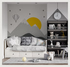 Grey Mountain Sun Kids Wallpaper : Scandi Peaks Mural - View 3