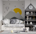 Grey Mountain Sun Kids Wallpaper : Scandi Peaks Mural