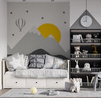 Grey Mountain Sun Kids Wallpaper : Scandi Peaks Mural