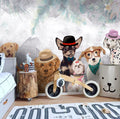 Dressed Up Dogs Wallpaper : Painted Puppies in Hats Mural