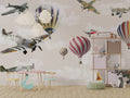 Vintage Planes and Balloons Wallpaper : Aviation Sky Kids Mural