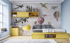 Vintage Planes and Balloons Wallpaper : Aviation Sky Kids Mural - View 2
