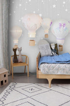 Teddy Bear Balloons Wallpaper : Pastel Starry Nursery Mural - View 3