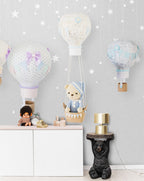 Teddy Bear Balloons Wallpaper : Pastel Starry Nursery Mural - View 2