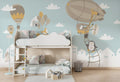 Flying Animals Over Town Wallpaper : Fox Balloon Ride Kids Mural