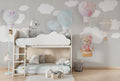 Teddy Bear Cloud Wallpaper : Pastel Balloons Nursery Mural