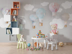 Teddy Bear Cloud Wallpaper : Pastel Balloons Nursery Mural - View 2