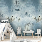 Underwater Sailing Ships Wallpaper : Blue Ocean Whale Kids Mural - View 4
