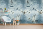 Underwater Sailing Ships Wallpaper : Blue Ocean Whale Kids Mural