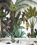 Jungle Canopy Wallpaper : Lush Tropical Birds Leaf Mural - View 2
