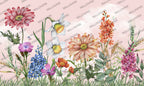 Wildflower Meadow Wallpaper : Daisies and Daffodils Botanical Mural - View 2