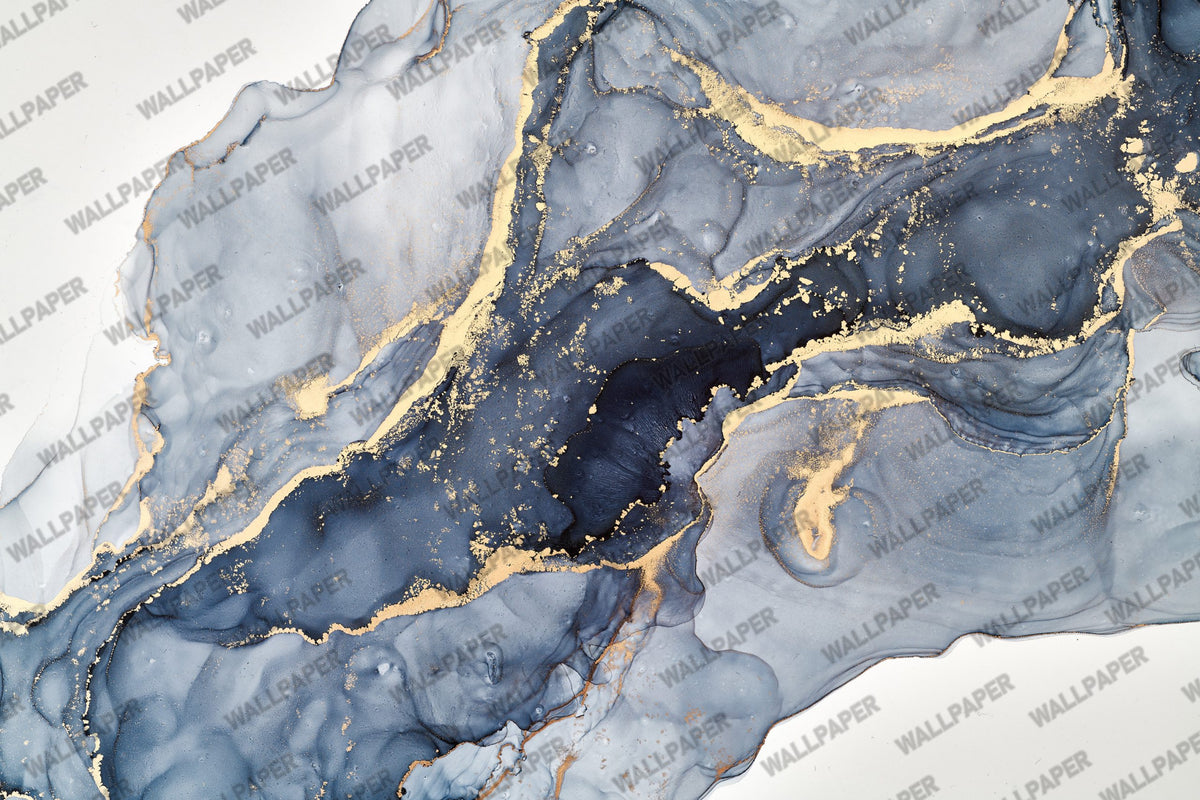 Navy Gold Marble Wallpaper : Watercolour Agate Swirl Mural - View 4