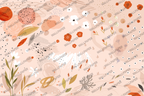 Peach Abstract Floral Wallpaper : Orange Blossom Brushstroke Mural - flat design