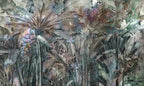 Misty Banana Leaf Wallpaper : Bird of Paradise Jungle Mural - View 2