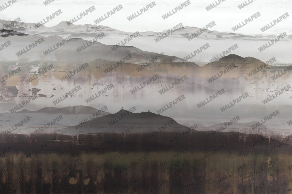 Misty Mountain Wallpaper : Distressed Grey Ridge Mural - flat design