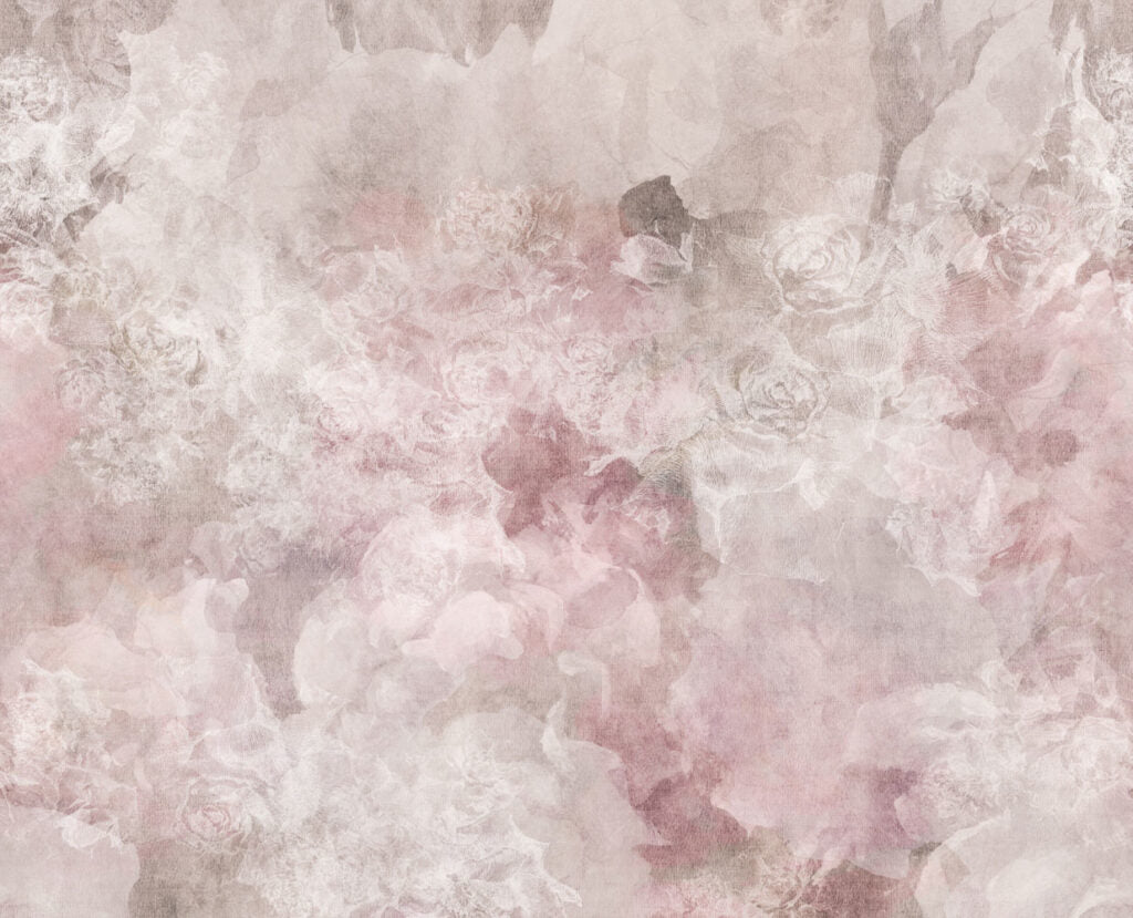 Smoky Peony Wallpaper : Abstract Burgundy Floral Mural - View 2