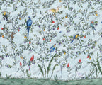 Parrot Branches Wallpaper : Cream Chinoiserie Bird Mural - View 4