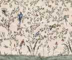 Parrot Branches Wallpaper : Cream Chinoiserie Bird Mural - flat design
