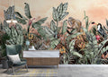 Jungle Leopard Wallpaper : Banana Leaf Monkey Tropical Mural