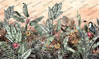 Jungle Leopard Wallpaper : Banana Leaf Monkey Tropical Mural - View 2