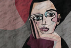 Cubist Woman Portrait Wallpaper : Pink Modern Art Mural - View 2