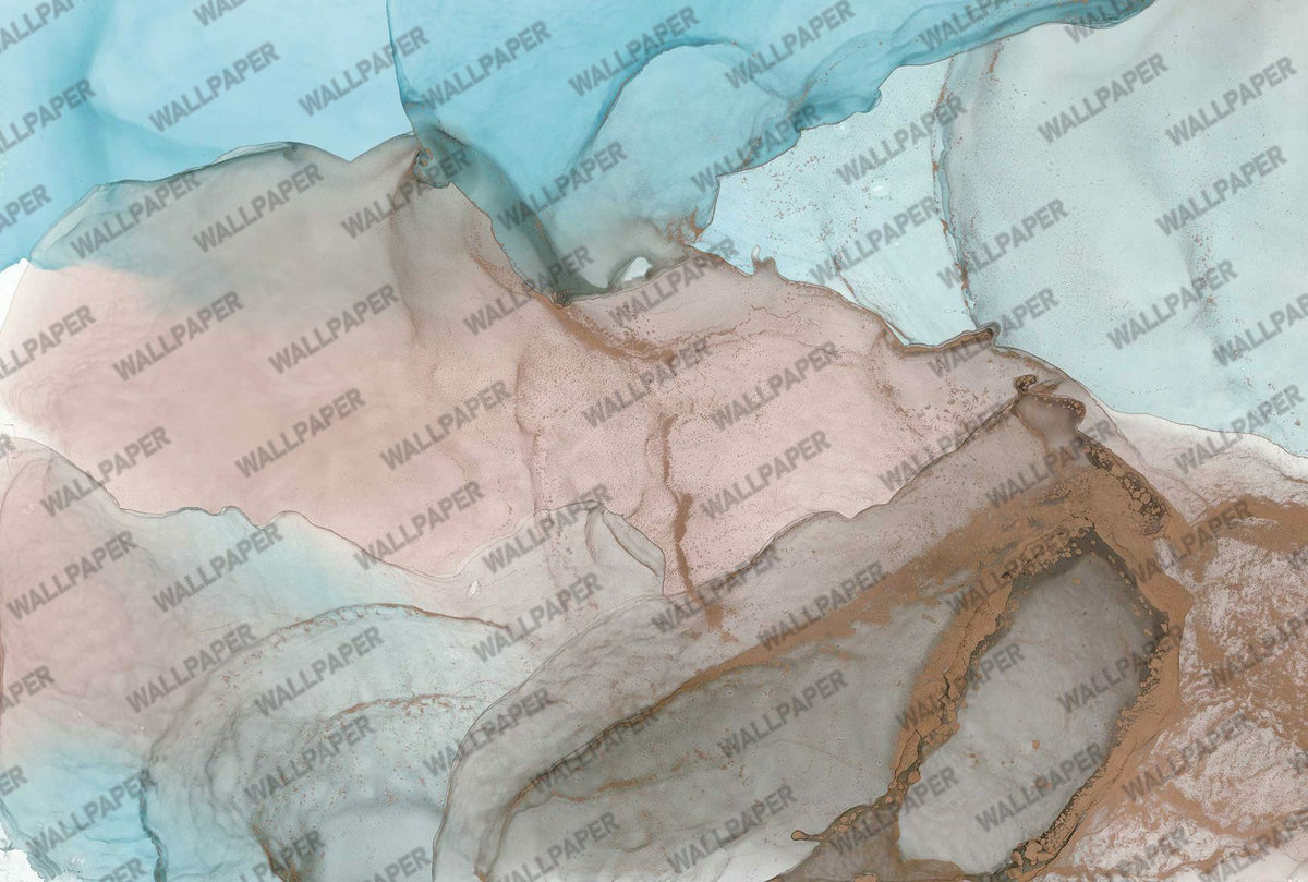 Blush Marble Wallpaper : Turquoise and Brown Stone Mural - flat design