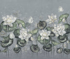 Lotus Leaf Wallpaper : Soft Cream Water Lily Mural - View 4