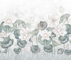 Lotus Leaf Wallpaper : Soft Cream Water Lily Mural - View 2