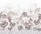 Lotus Leaf Wallpaper : Soft Cream Water Lily Mural - flat design