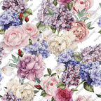 Hydrangea Bouquet Wallpaper : Lilac and Cream Floral Mural - View 2